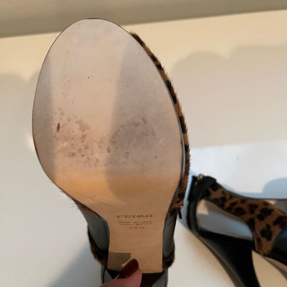 Fendi Leopard Calf Peep Toe Heels Size 38.5 Have never been worn - Picture 7 of 11
